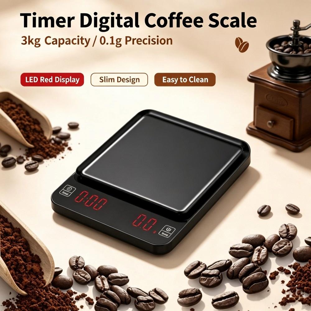 Kitchen Baking Area - 3kg/0.1g Yüksek Hassasiyetli Dijital Kahve Terazisi,