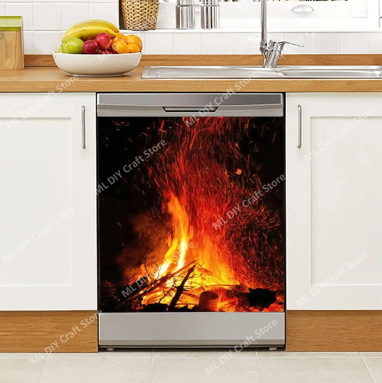 Kitchen Baking Cabinet - Köy Yaratıcı Şömine Bulaşık Makinesi Tam