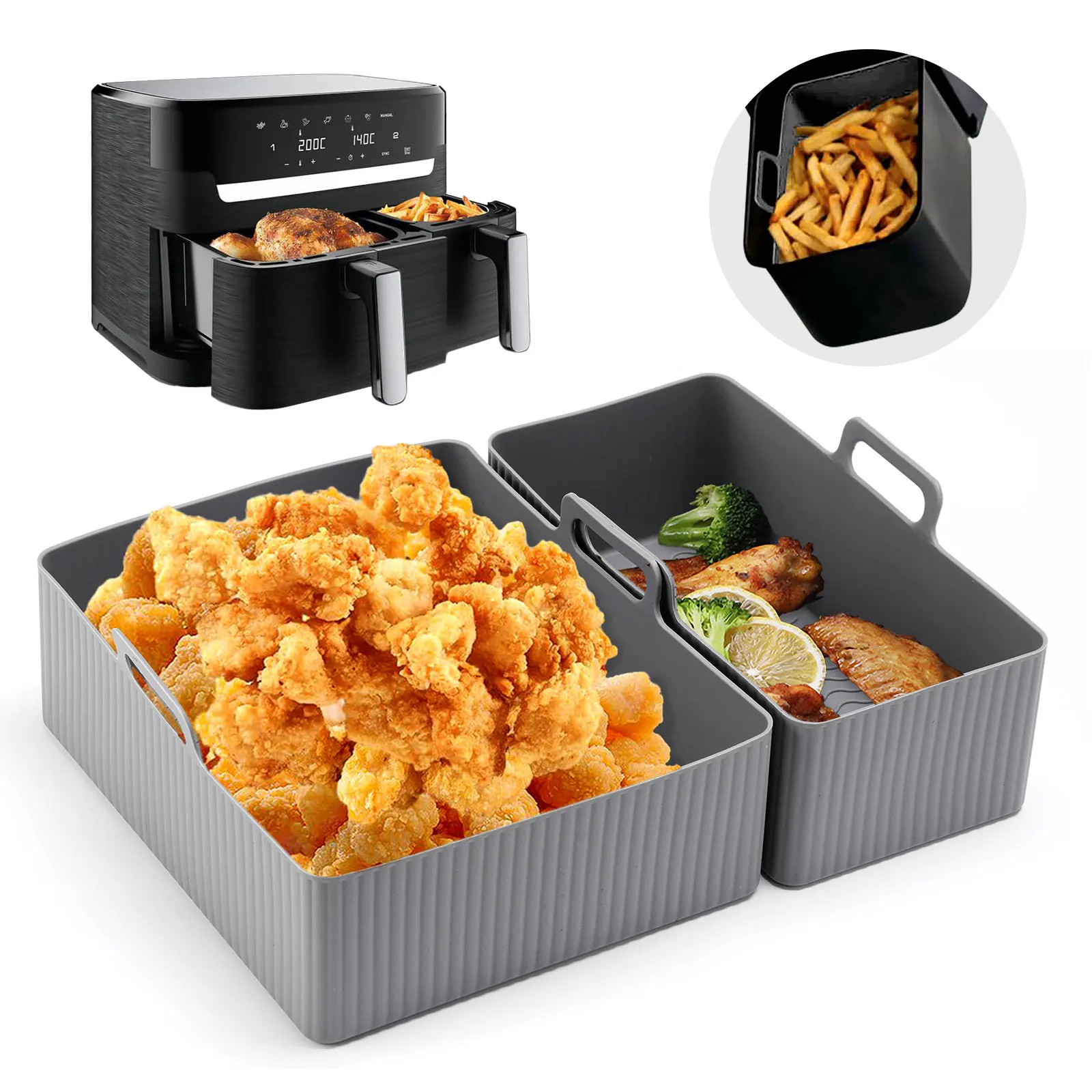 Kitchen Baking Tray Set - 2'li Set Silikon Hava Fritözü Matı