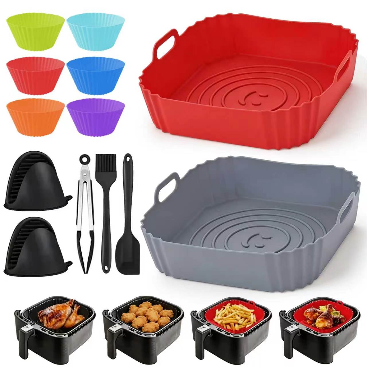 Kitchen Baking Tray Set - 2 Adet Yeniden Kullanılabilir Kare Silikon